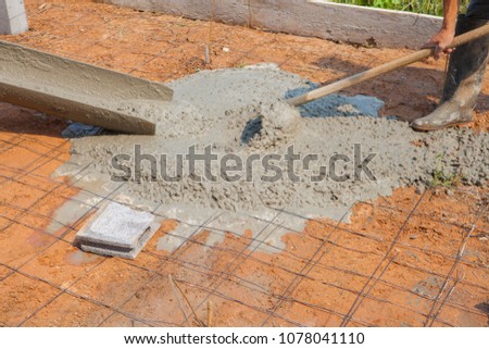 Builder, fine cement floor
