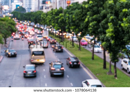 abstract blur and defocused traffic jam in the city for background