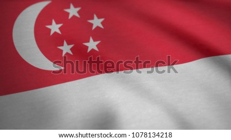 Singapore national flag. Waving flag of Singapore. Seamless Looping 