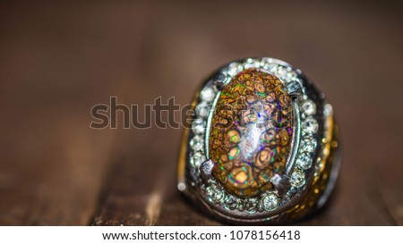 ring of koroit yowah opal. jewelry closeup