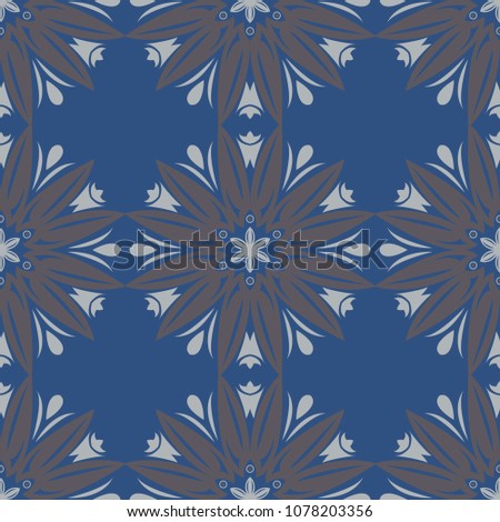 Blue floral seamless background. Design pattern with flower elements for wallpapers, textile and fabrics