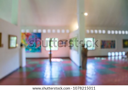 Abstract blur modern contemporary art gallery interior background
