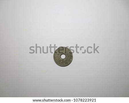 Old Ancient Coins of Thailand isolated on white background
