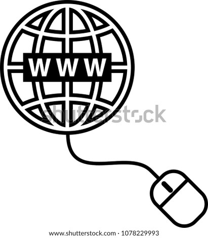 Go To Web, Mouse, Globe Icon, Raster Art Illustration