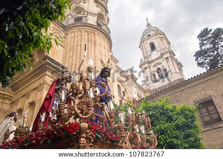holy week in Malaga, Spain. Dulce Nombre procession Royalty-Free Stock Photo #107823767