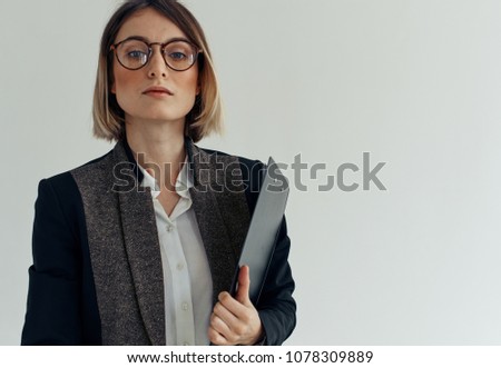   serious business woman with documents                             