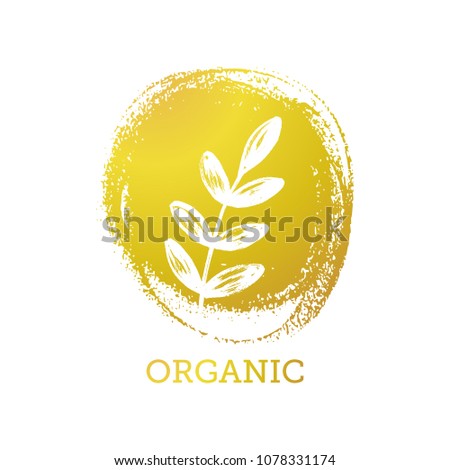 Vector logo design on a paint background. Simple hand drawn botanical logo.
