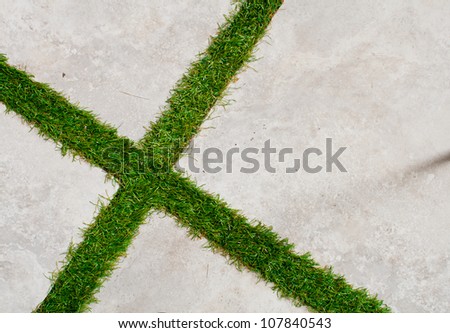 Green grass and concrete background