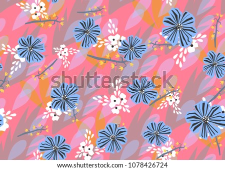 seamless color pattern with different flowers