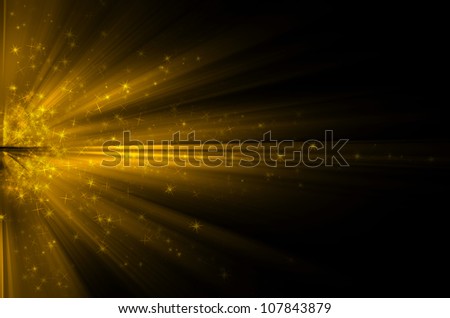Stars  on the background of yellow rays