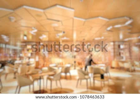 Abstract blur and defocused restaurant for background.