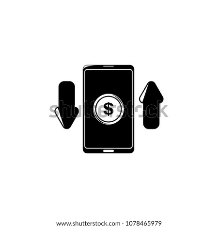 dollar sign and arrows on a smart phone icon. Element of finance illustration. Premium quality graphic design icon. Signs and symbols collection icon for websites, web design on white background
