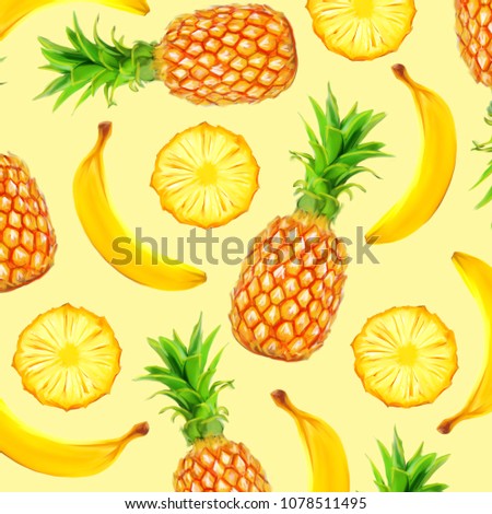 colorful tropical print with fruit