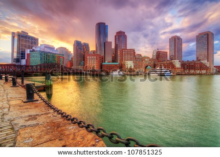 Boston, Massachusetts, USA downtown skyline. Royalty-Free Stock Photo #107851325