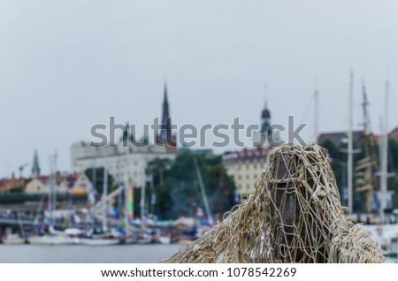 FISHING NET -  In the background, a view of Szczecin