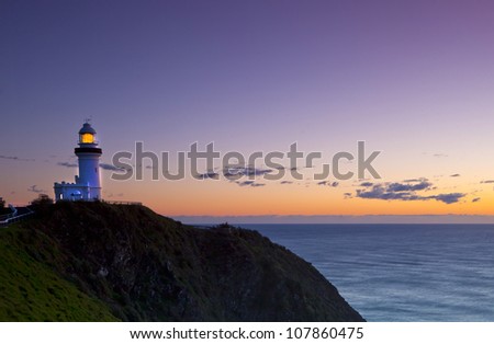 the lighthouse at Byron Bay, the most easterly point of Australia Royalty-Free Stock Photo #107860475