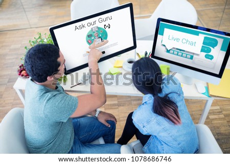 Composite image of speech bubbles with live chat text