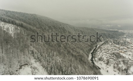 Carpathian Mountains in the fog. Mountain Aerial View. mountain landscape in the fog. foggy mountain landscape. nature. Foggy morning landscape at Carpathian mountains. Ukraine destinations and nature
