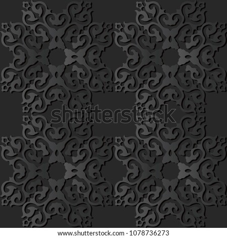 3D dark paper art Square Curve Cross Crest Frame, Vector stylish decoration pattern background for web banner greeting card design