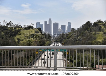 View of the Harbor Freeway leading into Los Angeles