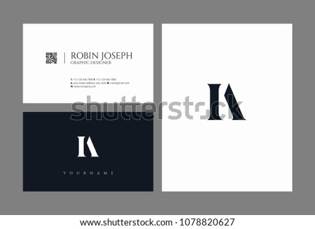 Letters I A, I & A joint logo icon with business card vector template.
