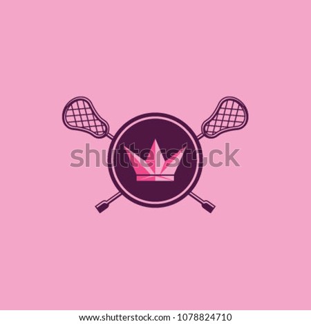 Pink women Lacrosse Sports logo, Crown Lacrosse badge, Lacrosse team logo
