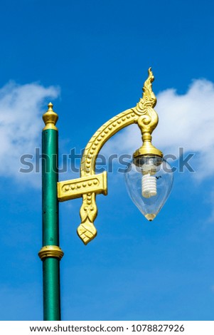 street lamp with blue sky background