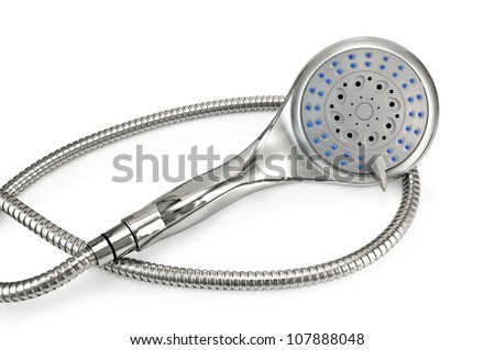 Silver Hand shower with hose isolated on white background Royalty-Free Stock Photo #107888048