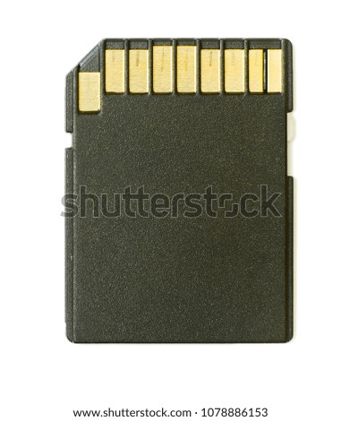 One digital memory card from the contacts side on a white background