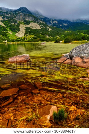 Beautiful landscape with lake in the mountain