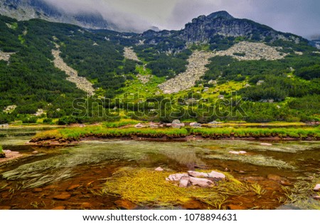 Beautiful landscape with lake in the mountain