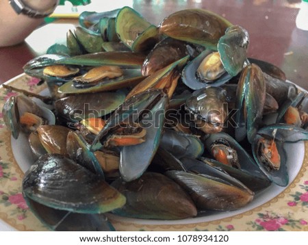  Cooked Horse mussel clams with dipping sauce