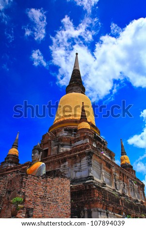  old Temple Wat Yai Chai Mongkhon of Ayuthaya Province Thailand