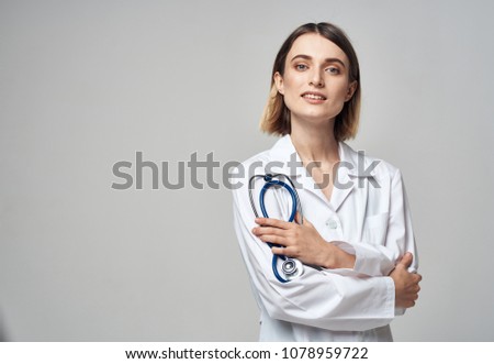 Business woman, doctor, medical gown                              