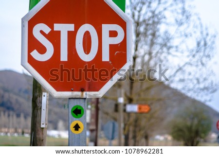 A metal stop sign.