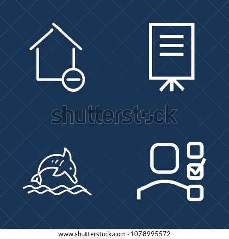 Premium set of outline vector icons. Such as house, notebook, cardboard, sea, room, management, corporate, plan, list, talking, apartment, time, new, moving, nature, seminar, presentation, home, wild
