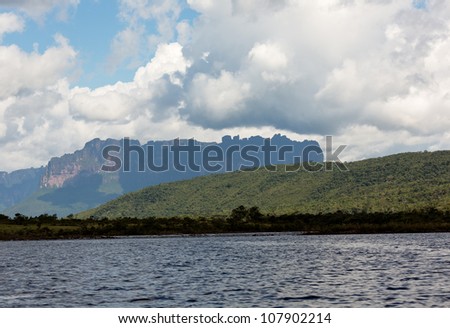 Topochi tepui on Carrao river near lagoon of Canaima national park - Venezuela