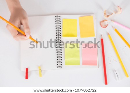 Collections of pencils colour with note book