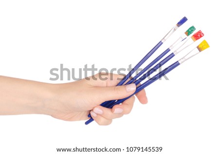 Brushes for drawing in a hand on a white background isolation