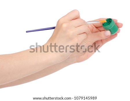 Brush for drawing in a hand painting on a white background isolation