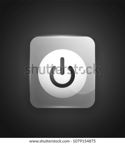 Glass transparent effect power start button, on off icon, vector UI or app symbol design. Vector illustration