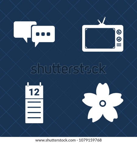 Premium set of fill vector icons. Such as month, branch, japanese, speech, chat, cherry, video, sakura, japan, communication, sign, floral, screen, white, time, blooming, dialogue, element, business