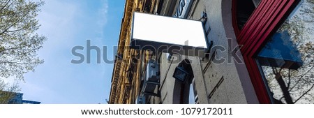 Outdoor City White Blank Advertisement Banner Display Sign Mock Up.Isolated Template Clipping Path