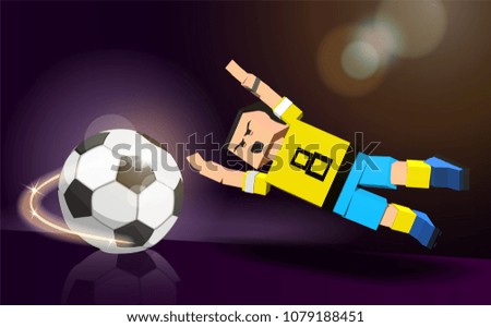 Soccer player jumps for the ball. Soccer player against the background of the stadium 