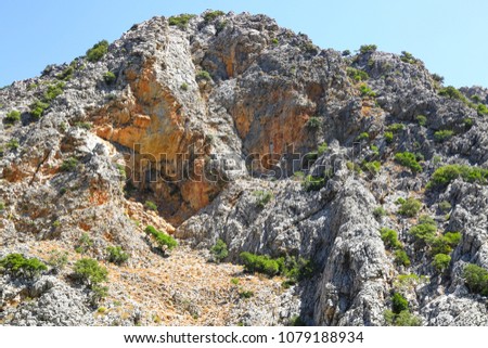 The view of big rocks in Sazak Cove of Adrasan. Antalya - Turkey