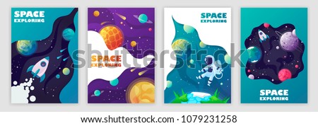 set of banner templates. universe. space. space trip. design. vector illustration Royalty-Free Stock Photo #1079231258