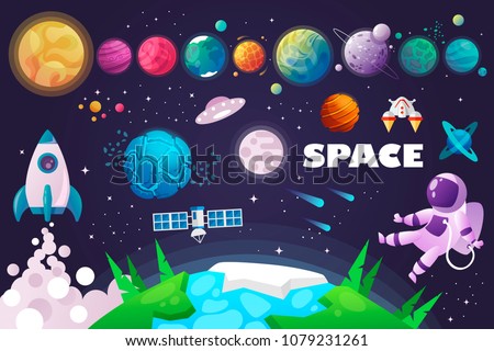 universe. space. space trip. design. vector illustration Royalty-Free Stock Photo #1079231261