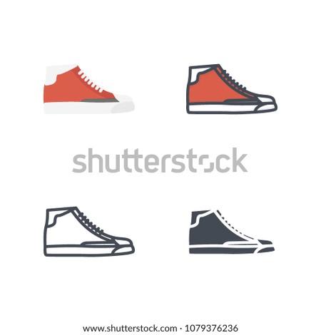 High sneakers icon illustration raster flat line silhouette colored