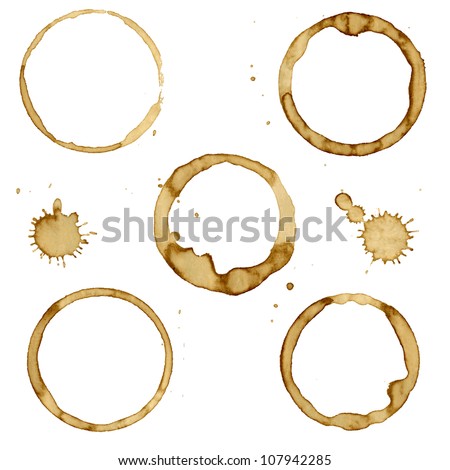 7 Coffee Stain, Isolated On White Background, Vector Illustration Royalty-Free Stock Photo #107942285