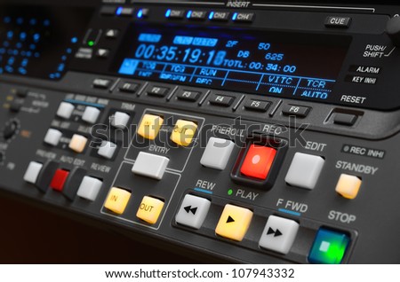 Professional video recorder. Digital Betacam format. Control panel.